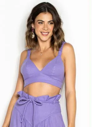 Maria Filó - Top de Linho Alça Elástico Roxo - MARIA FILÓ