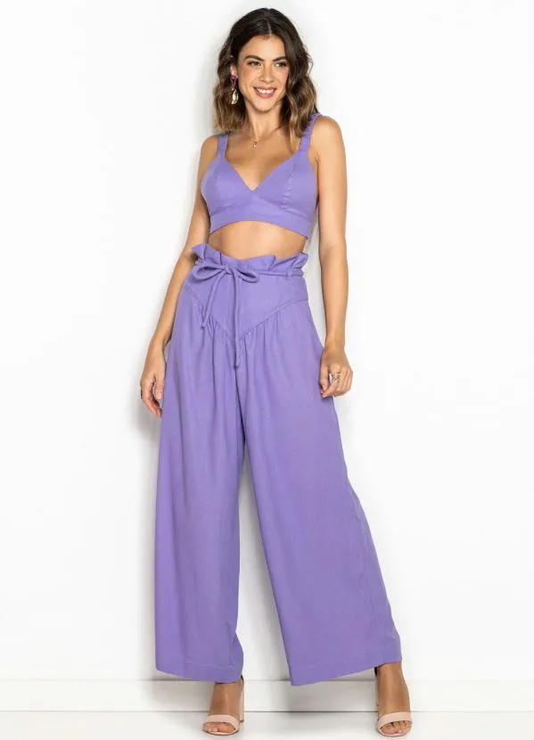 Maria Filó - Top de Linho Alça Elástico Roxo 3