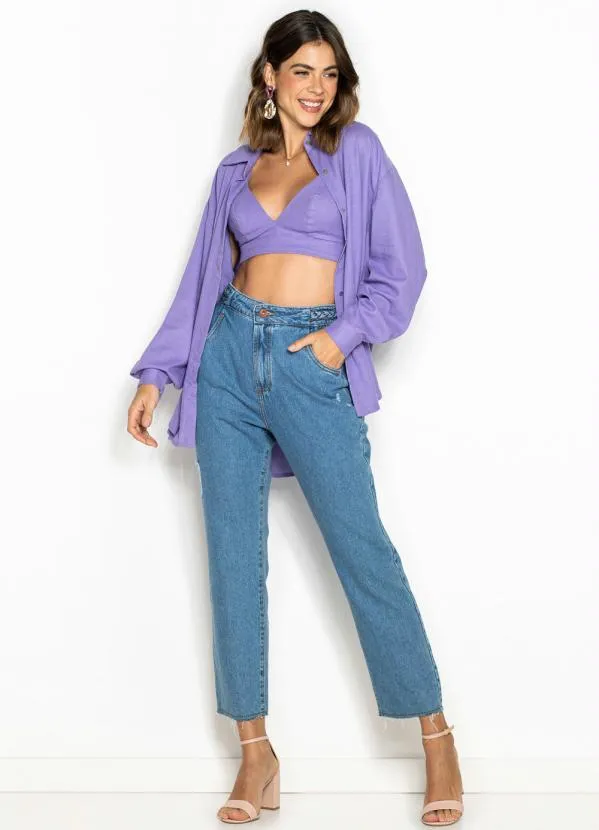 Maria Filó - Top de Linho Alça Elástico Roxo 6