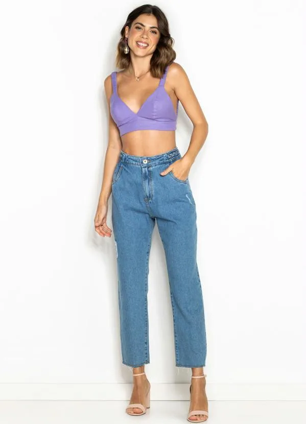Maria Filó - Top de Linho Alça Elástico Roxo 7