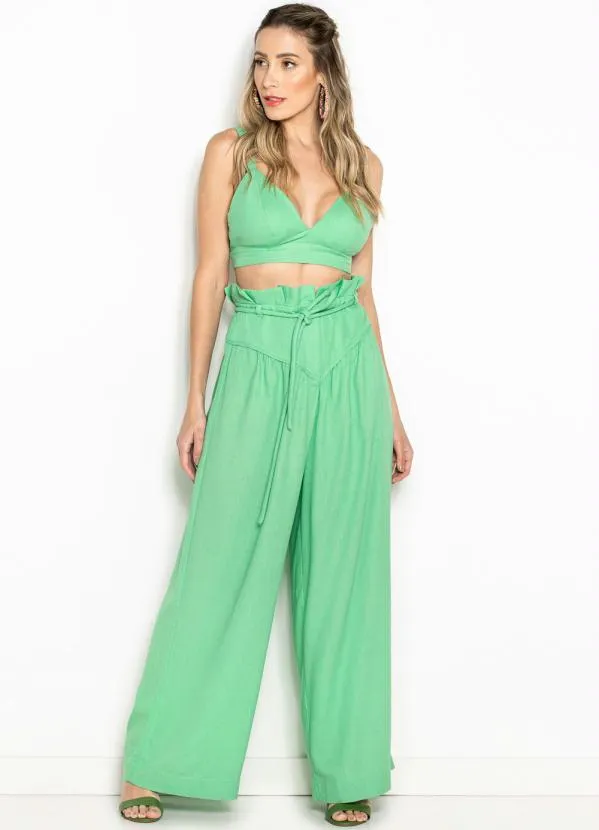 Maria Filó - Top de Linho Alça Elástico Verde 3
