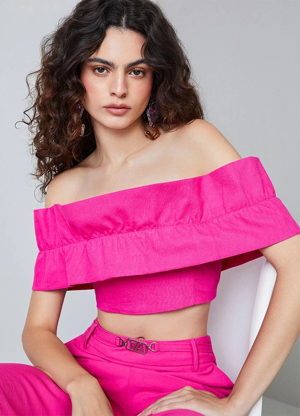 Authoria - Top de Linho com Babados Rosa 4