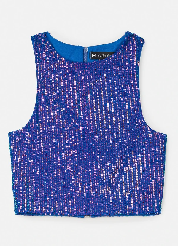 Authoria - Top de Paetê Azul Holográfico Azul 5
