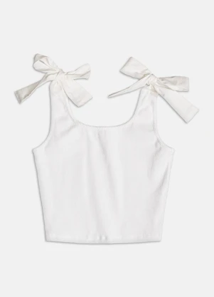 Authoria - Top de Ribana com Laços  Off White - AUTHORIA