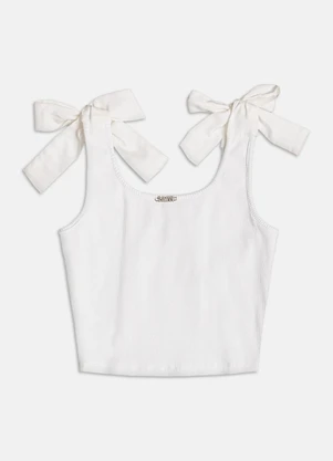 Authoria - Top de Ribana com Laços  Off White - AUTHORIA