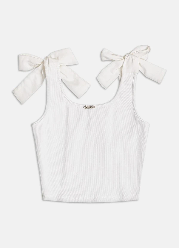 Authoria - Top de Ribana com Laços  Off White 2