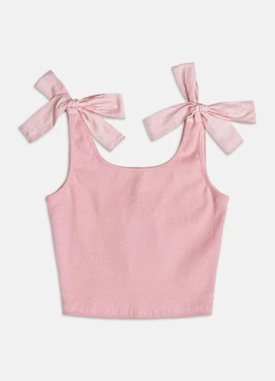 Authoria - Top de Ribana com Laços  Rosa - AUTHORIA