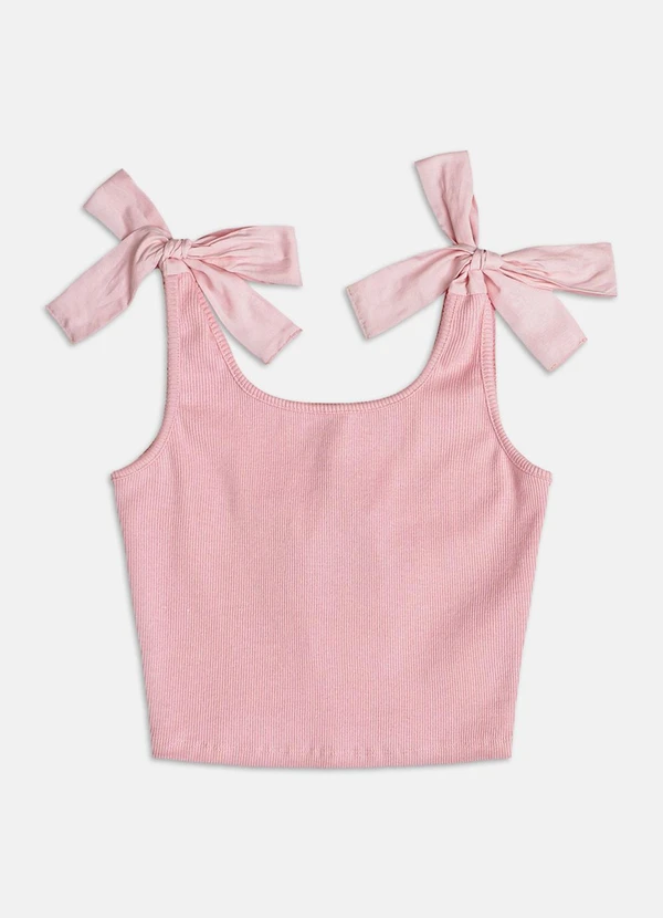 Authoria - Top de Ribana com Laços  Rosa
