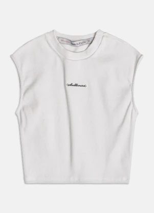 Authoria - Top de Ribana com Placa Metal  Off White - AUTHORIA