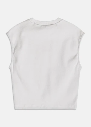 Authoria - Top de Ribana com Placa Metal  Off White - AUTHORIA