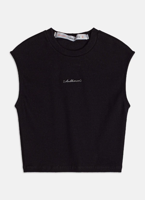 Authoria - Top de Ribana com Placa Metal Preto