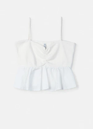 Authoria - Top de Ribana Off White com Peplum Off White - AUTHORIA