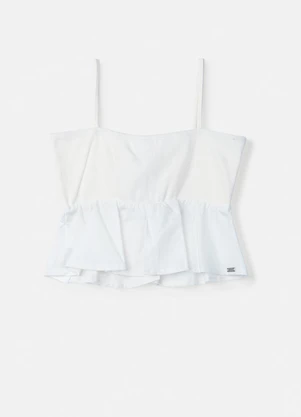 Authoria - Top de Ribana Off White com Peplum Off White - AUTHORIA