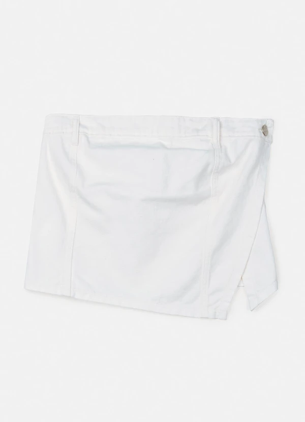 Authoria - Top de Sarja Branco com Barra Assimétrica Branco 5