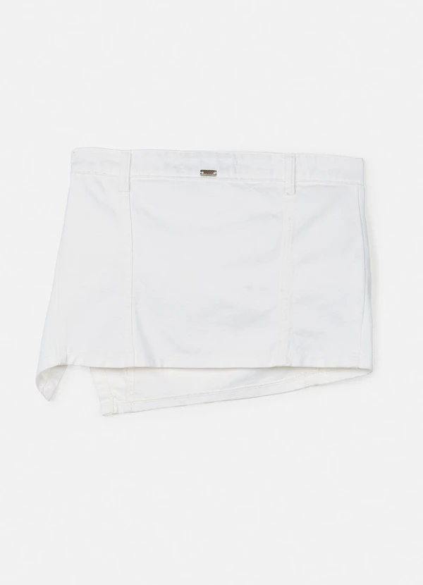 Authoria - Top de Sarja Branco com Barra Assimétrica Branco 6