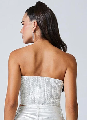 Authoria - Top de Sarja Branco com Foil Branco - AUTHORIA