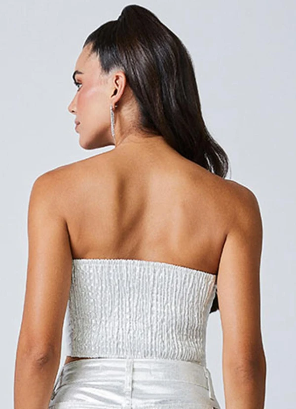 Authoria - Top de Sarja Branco com Foil Branco 2