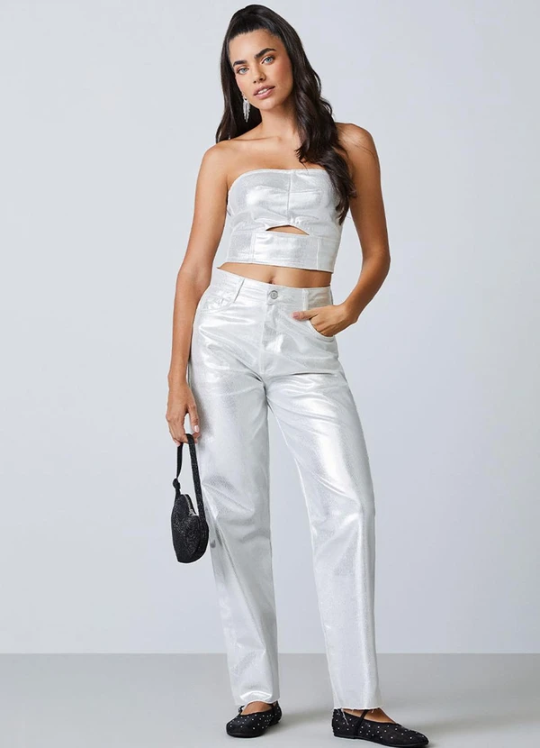 Authoria - Top de Sarja Branco com Foil Branco 3