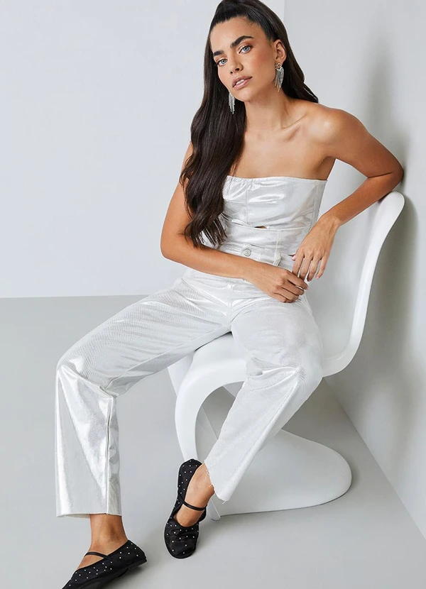 Authoria - Top de Sarja Branco com Foil Branco 4