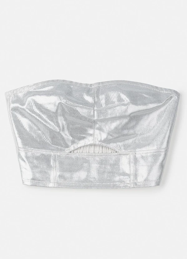 Authoria - Top de Sarja Branco com Foil Branco 5