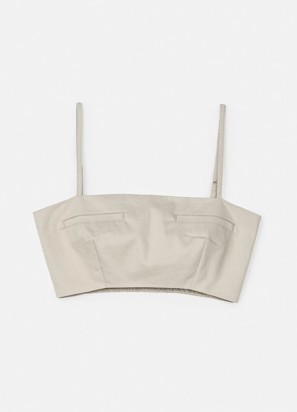 Authoria - Top de Sarja com Bolso Embutido Fake Bege 4