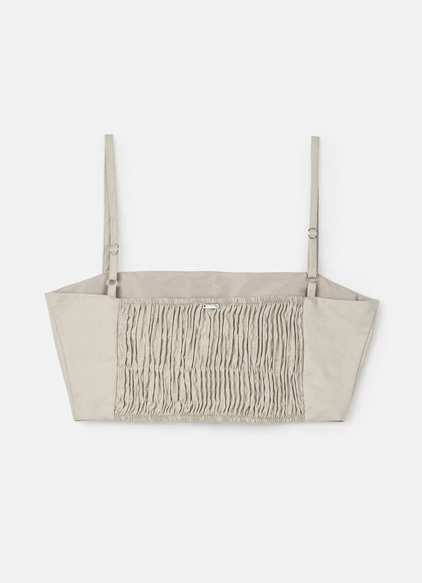 Authoria - Top de Sarja com Bolso Embutido Fake Bege 5