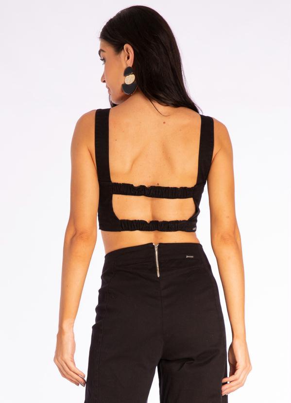 Doce Trama - Top de Sarja com Recortes Preto 2