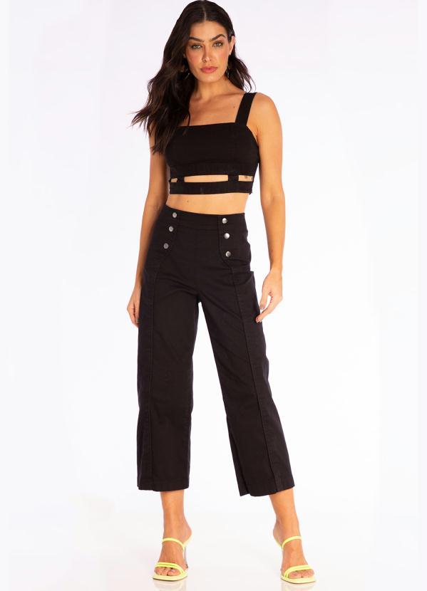 Doce Trama - Top de Sarja com Recortes Preto 3