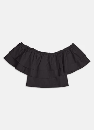 Authoria - Top de Tricoline com Babados  Preto - AUTHORIA