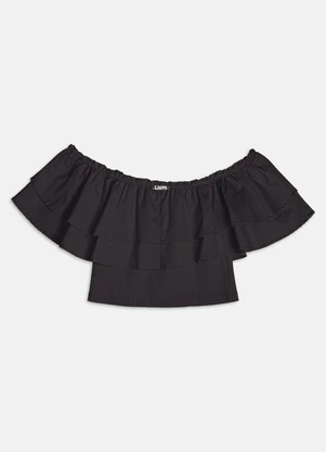 Authoria - Top de Tricoline com Babados  Preto - AUTHORIA