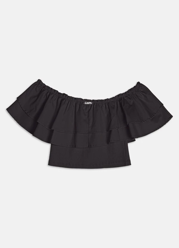 Authoria - Top de Tricoline com Babados  Preto 2