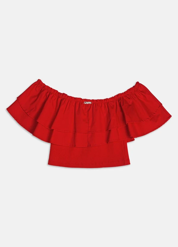 Authoria - Top de Tricoline com Babados Vermelho 2