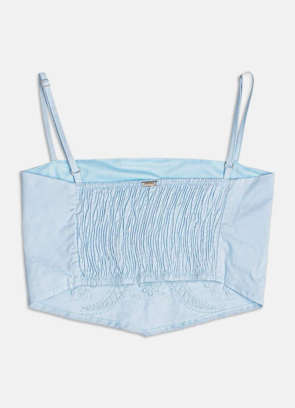 Authoria - Top de Tricoline com Strass e Bordado Azul 2