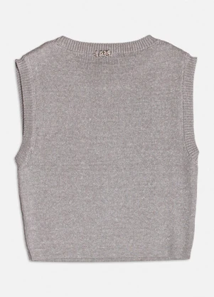 Authoria - Top de Tricot Cinza com Pedraria Cinza - AUTHORIA