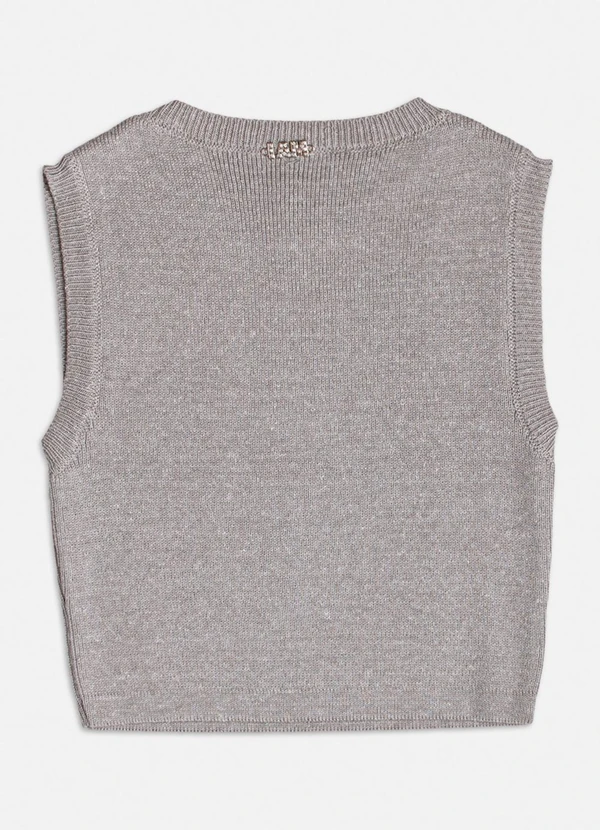 Authoria - Top de Tricot Cinza com Pedraria Cinza 2