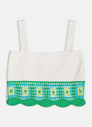 Authoria - Top de Tricot com Crochê  Verde - AUTHORIA