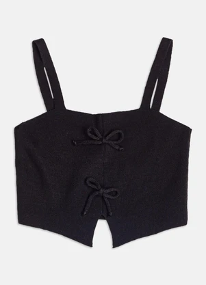 Authoria - Top de Tricot com Detalhes de Laço  Preto - AUTHORIA