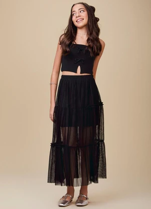 Authoria - Top de Tricot com Detalhes de Laço  Preto - AUTHORIA