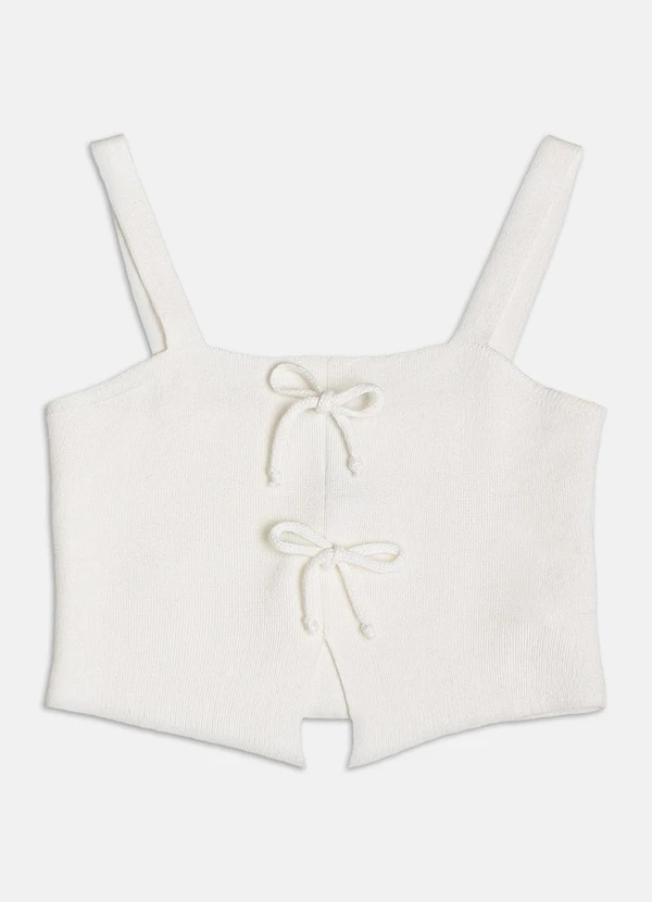 Authoria - Top de Tricot com Laço  Off White