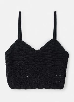 Authoria - Top de Tricot Preto Rendado Preto - AUTHORIA