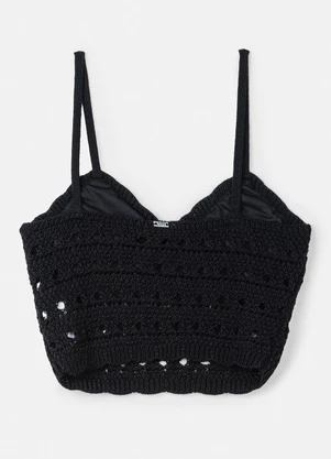 Authoria - Top de Tricot Preto Rendado Preto - AUTHORIA