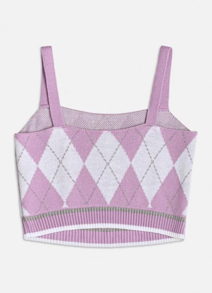 Authoria - Top de Tricot Xadrez Lilás - AUTHORIA