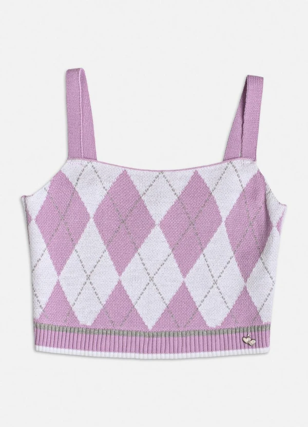 Authoria - Top de Tricot Xadrez Lilás