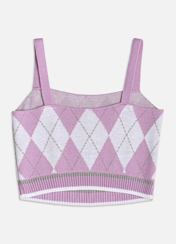 Authoria - Top de Tricot Xadrez Lilás 2