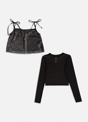 Authoria - Top de Tule com Paetê Preto - AUTHORIA