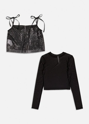 Authoria - Top de Tule com Paetê Preto - AUTHORIA