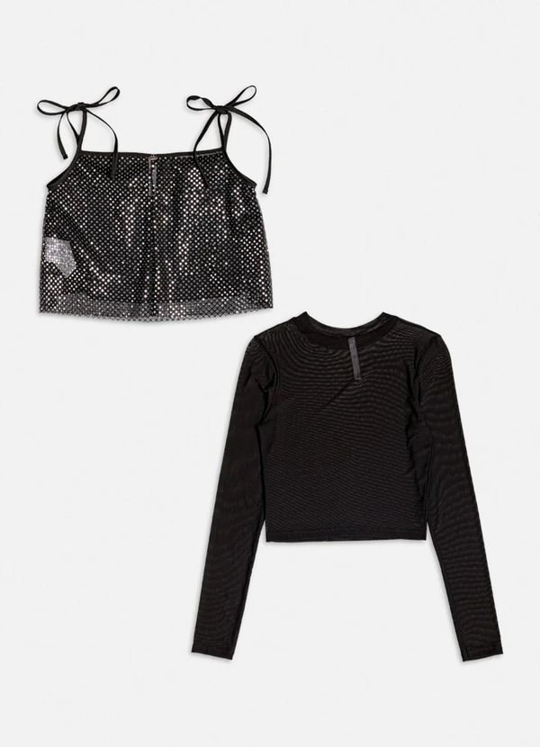 Authoria - Top de Tule com Paetê Preto 2