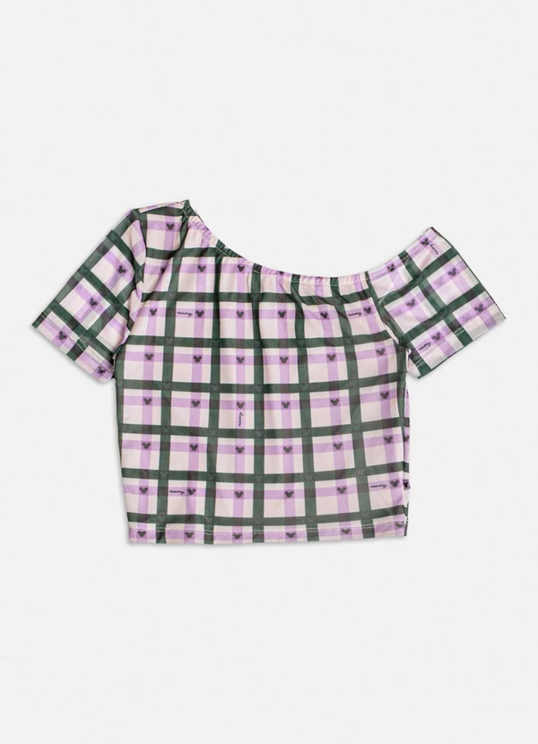 Authoria - Top de Tule Xadrez do Mickey Multi Colorido