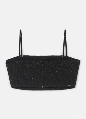 Authoria - Top de Tweed Preto com Paetê Preto - AUTHORIA