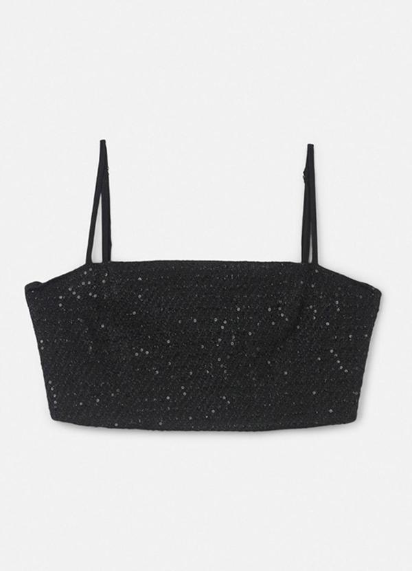 Authoria - Top de Tweed Preto com Paetê Preto